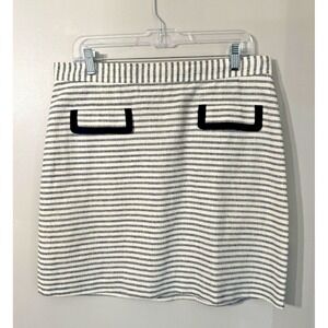 Brooks Brothers Red Fleece Skirt Size 12‎ Navy & White Linen Blend Preppy